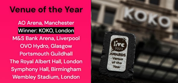 KOKO - Winner - Venue of the Year 2023